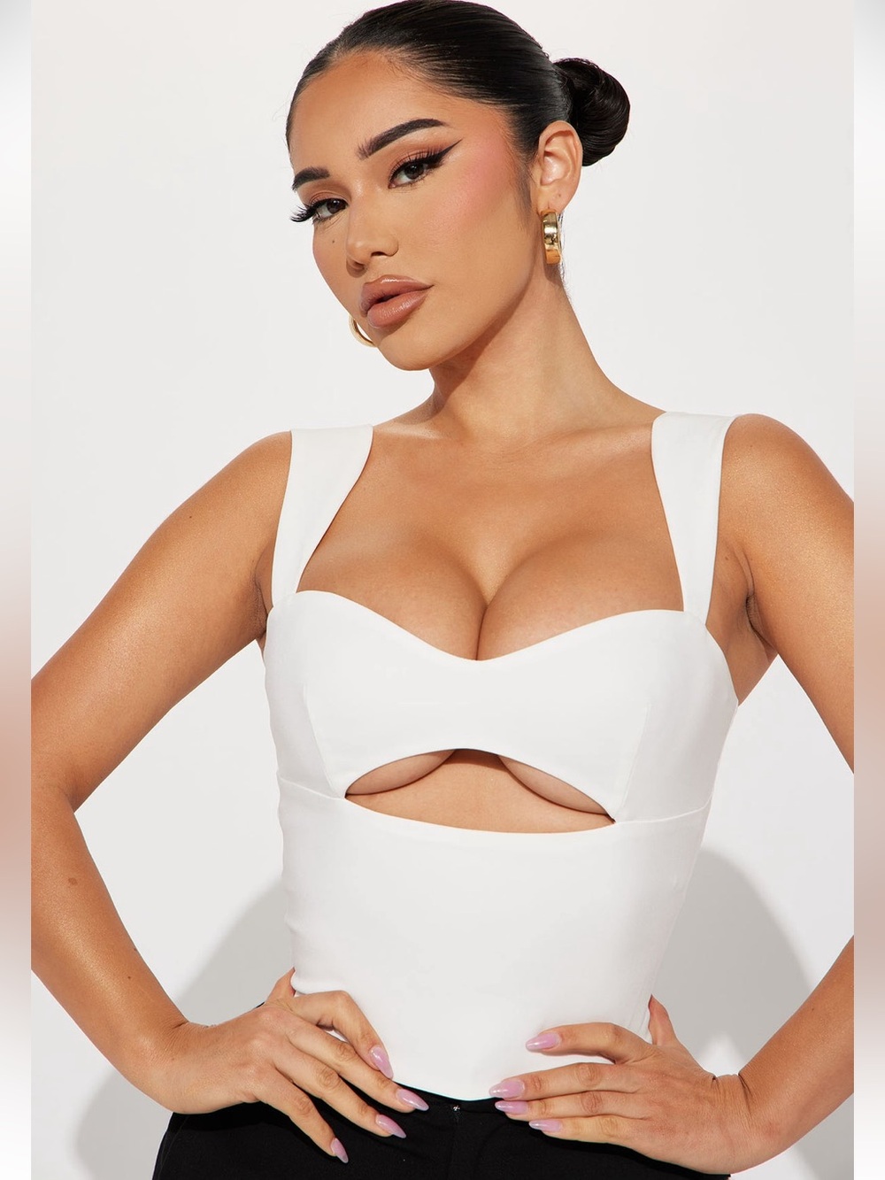 Women’s Fashion Nova Let's Work It Out Top White Size Large 11/13 BNWT